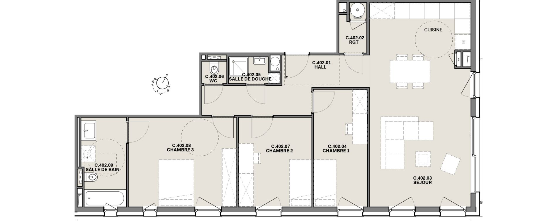 Appartement T4 de 90,80 m2 &agrave; Monteux Centre