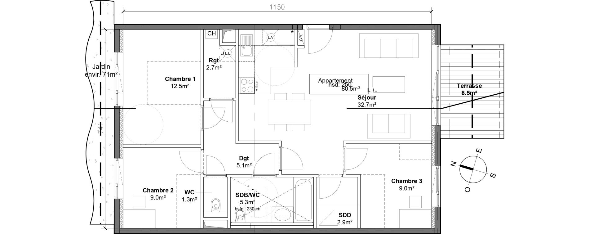 Appartement T4 de 80,50 m2 &agrave; Monteux Centre