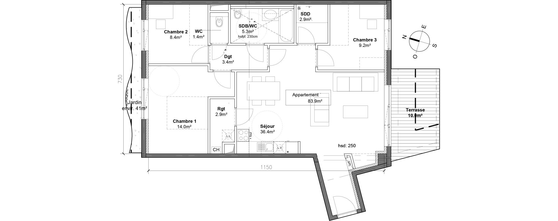 Appartement T4 de 83,90 m2 &agrave; Monteux Centre