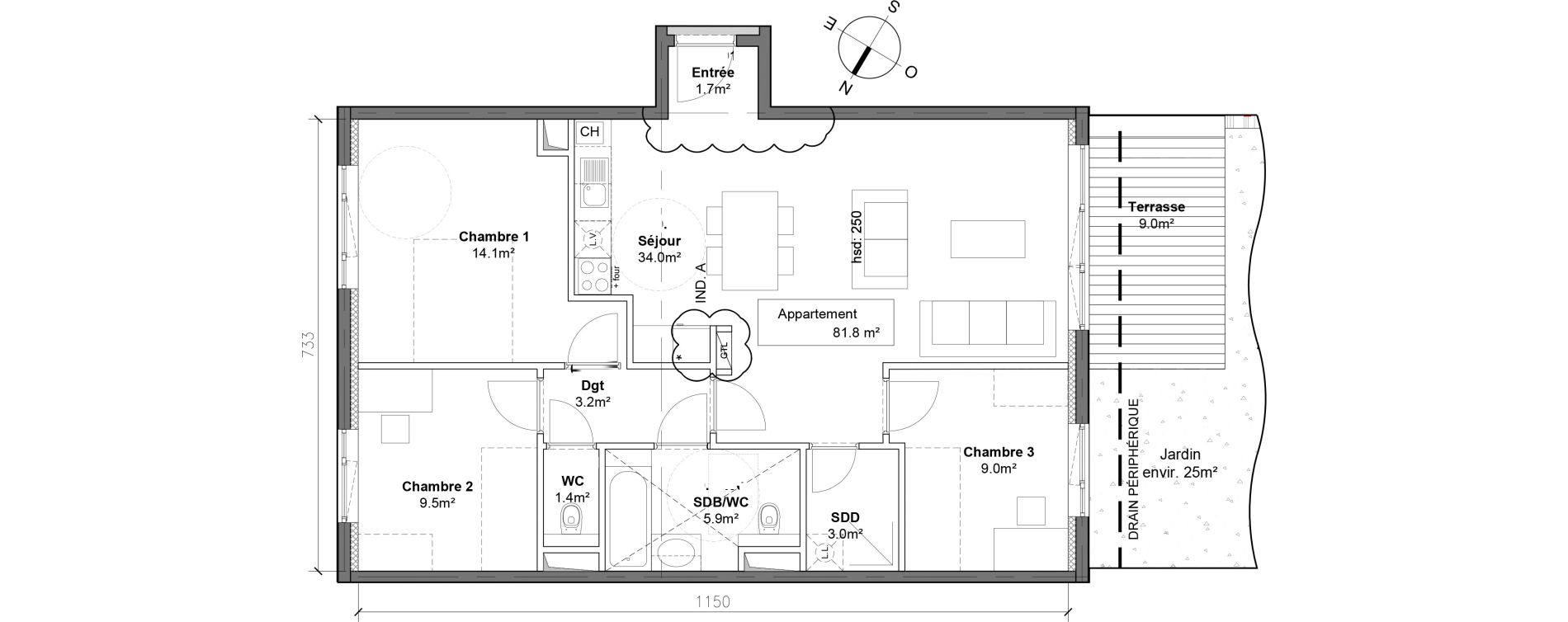 Appartement T4 de 81,80 m2 &agrave; Monteux Centre