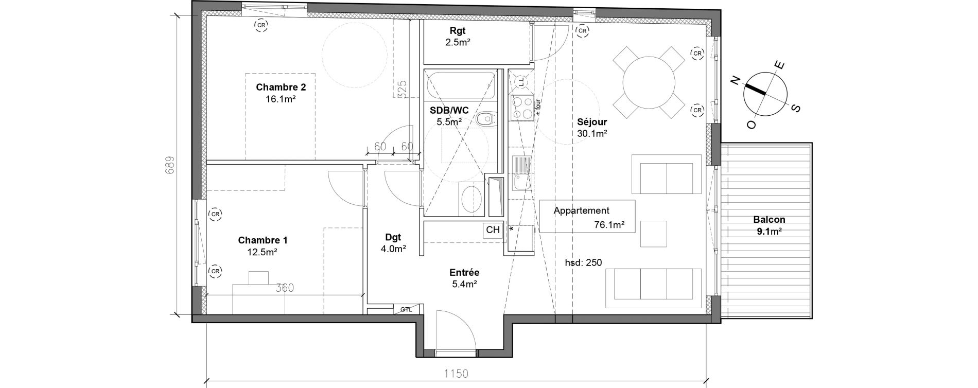 Appartement T3 de 76,10 m2 &agrave; Monteux Centre