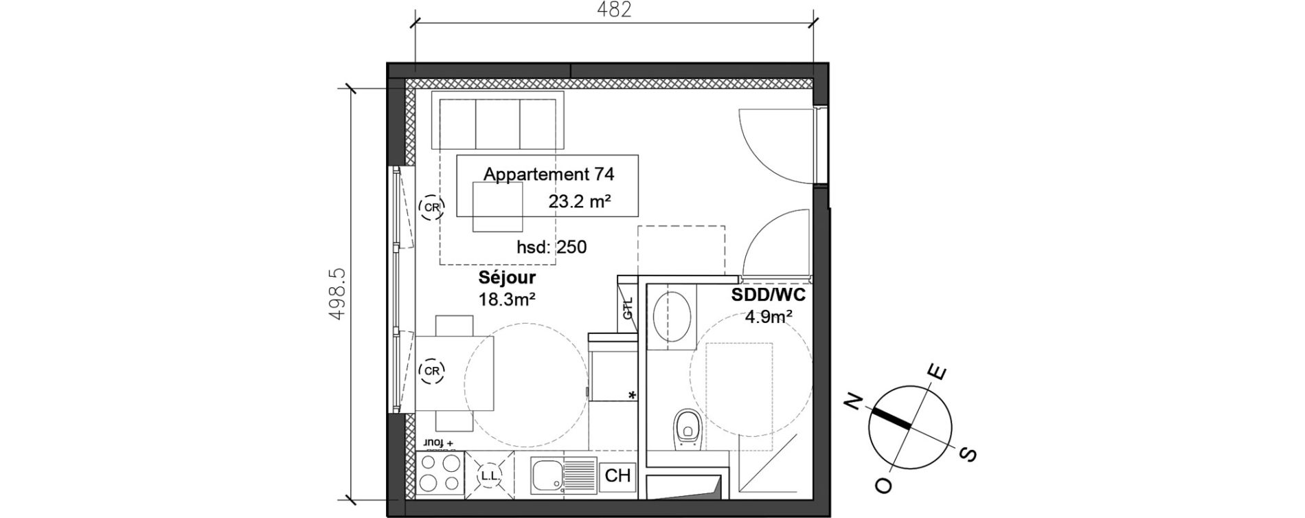 Appartement T1 de 23,20 m2 &agrave; Monteux Centre
