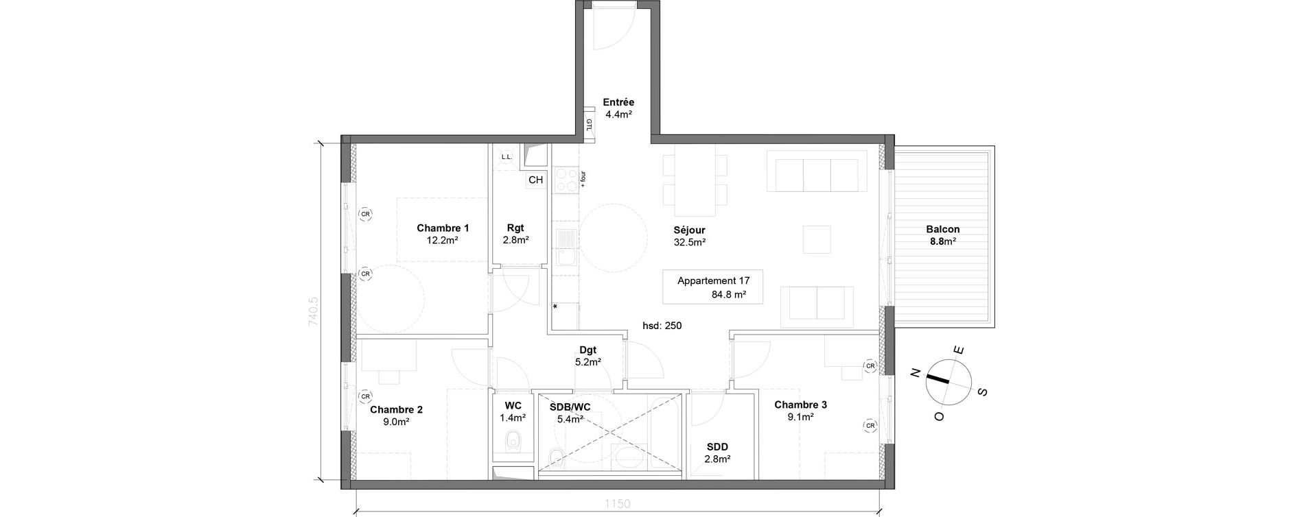 Appartement T4 de 84,80 m2 &agrave; Monteux Centre