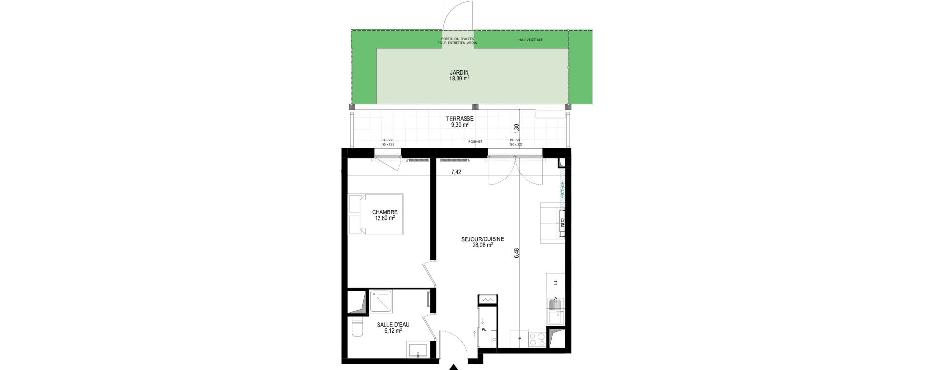 Appartement T2 de 46,80 m2 &agrave; Monteux Beaulieu