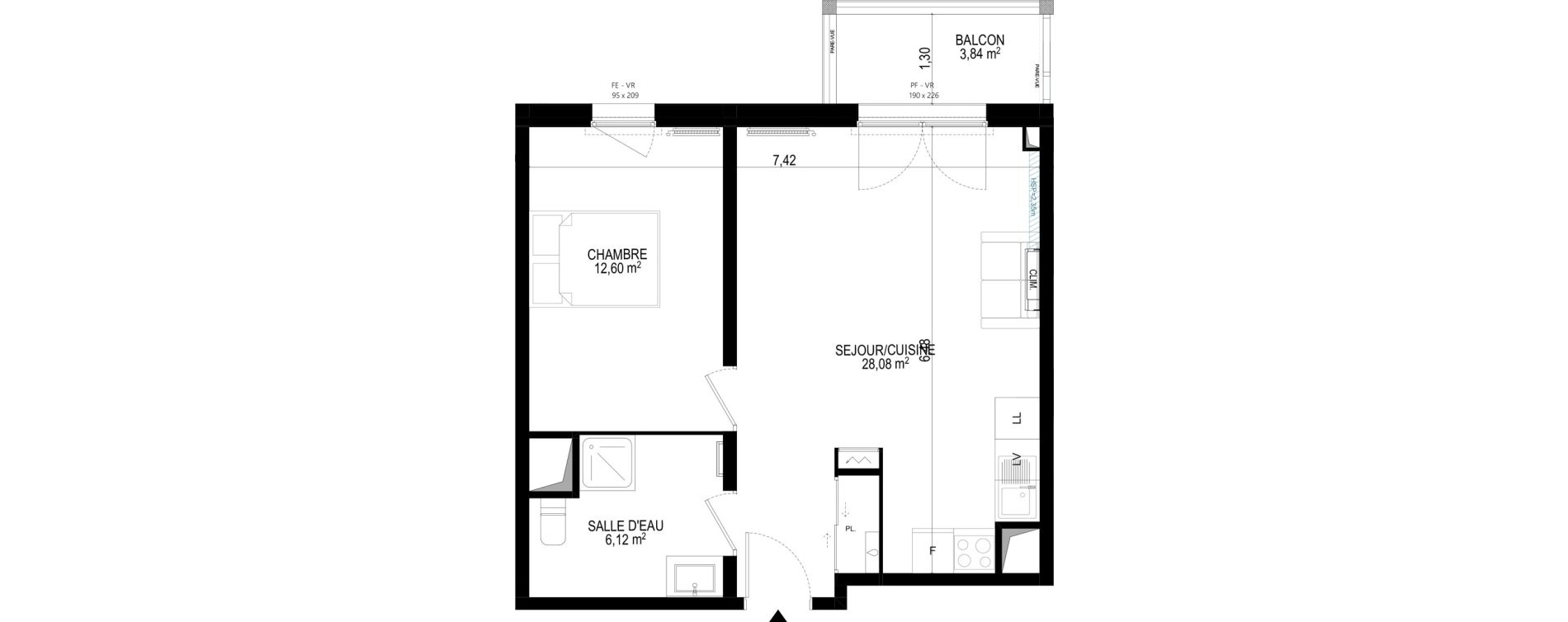 Appartement T2 de 46,80 m2 &agrave; Monteux Beaulieu