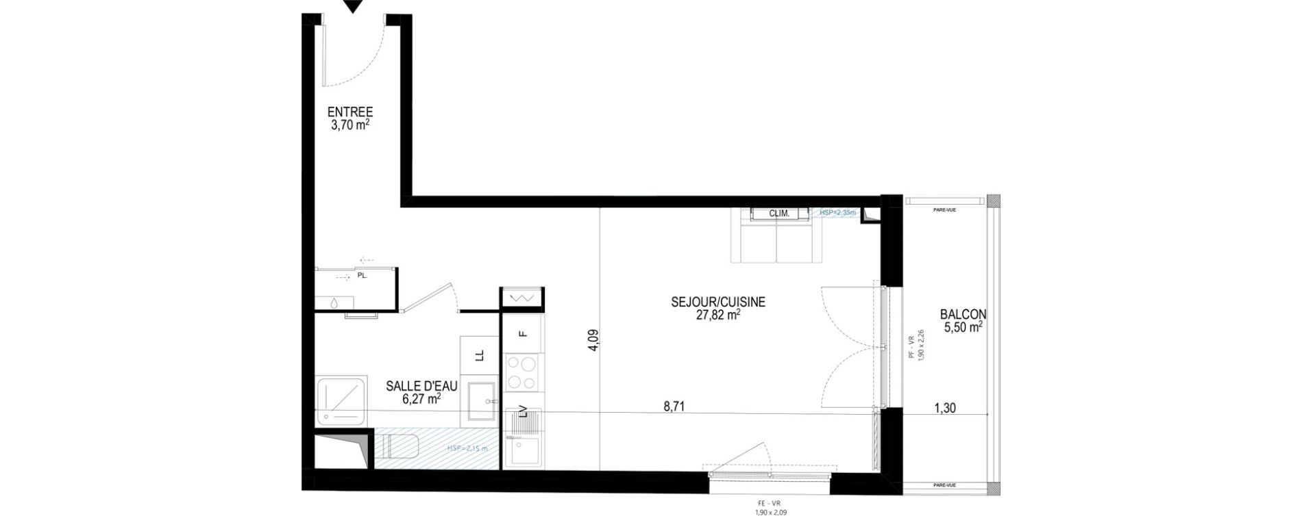 Appartement T1 de 37,79 m2 &agrave; Monteux Beaulieu