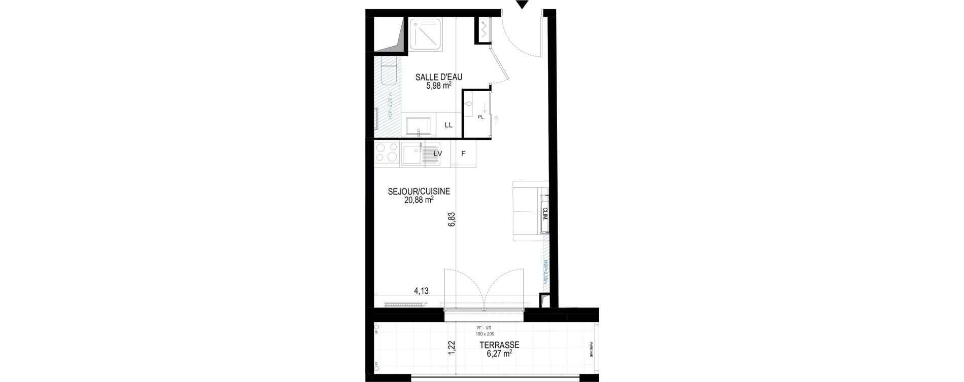 Appartement T1 de 26,86 m2 &agrave; Monteux Beaulieu