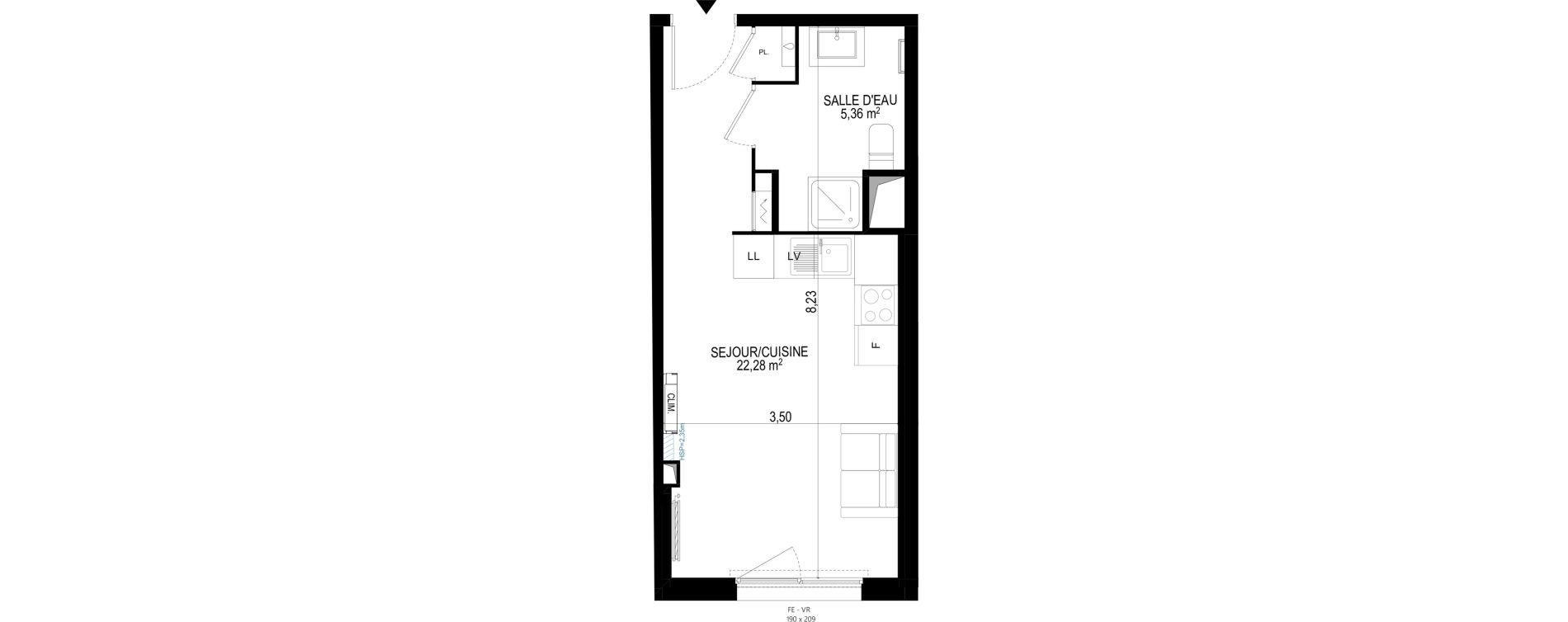 Appartement T1 de 27,64 m2 &agrave; Monteux Beaulieu