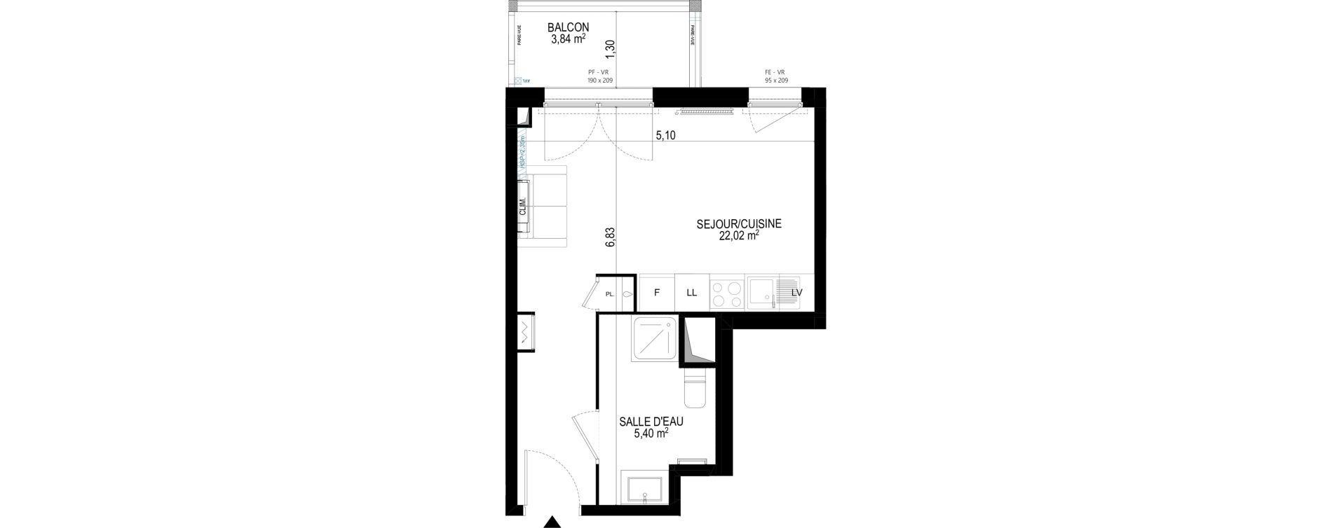Appartement T1 de 27,42 m2 &agrave; Monteux Beaulieu