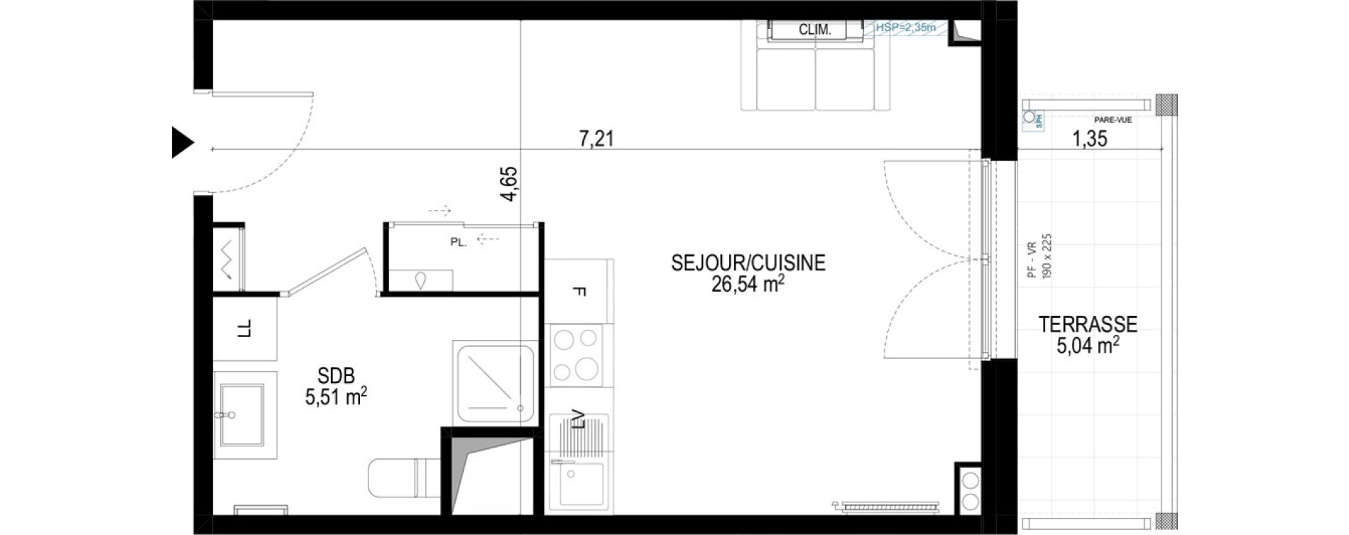 Appartement T1 de 32,05 m2 &agrave; Monteux Beaulieu