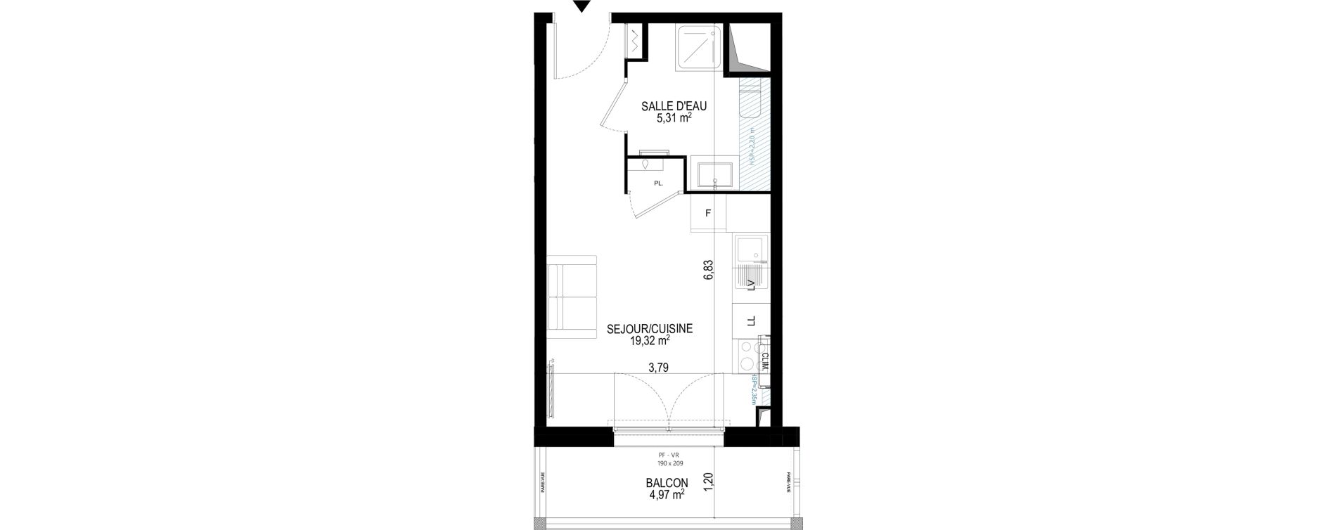 Appartement T1 de 24,63 m2 &agrave; Monteux Beaulieu
