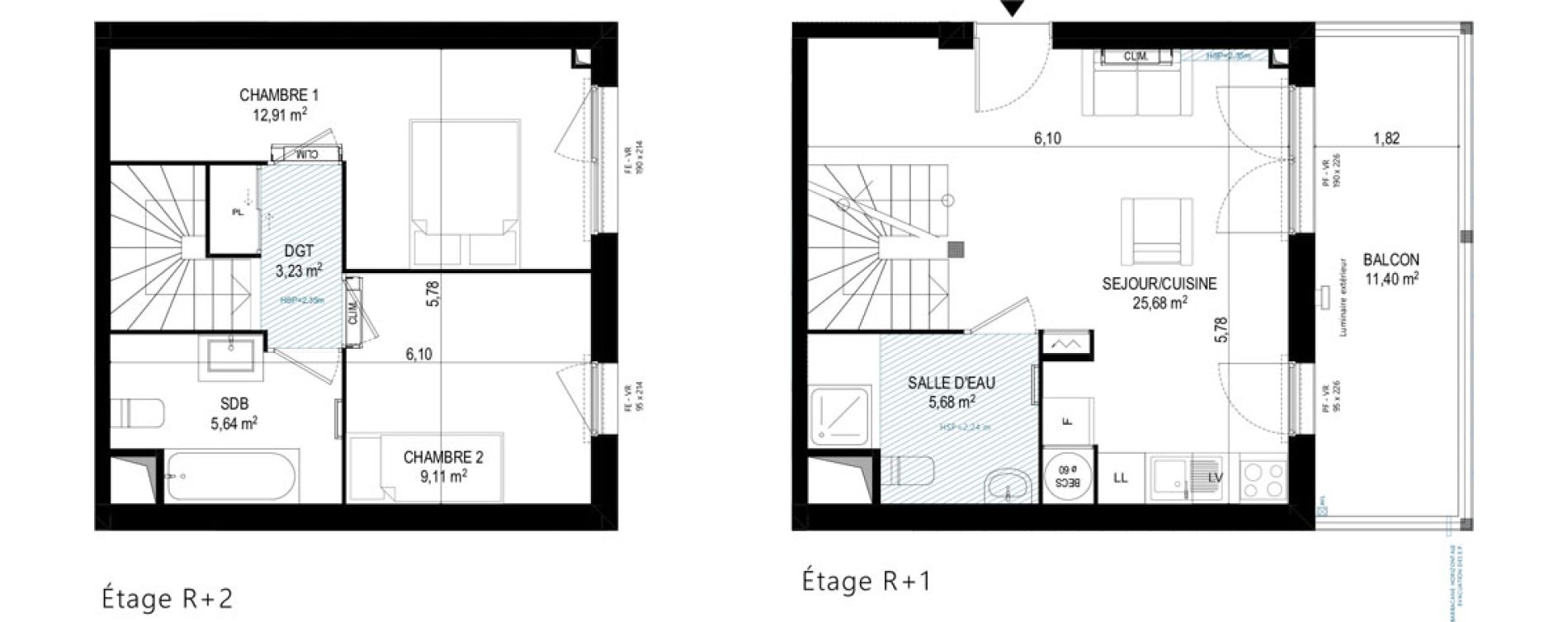 Duplex T3 de 62,25 m2 &agrave; Monteux Beaulieu