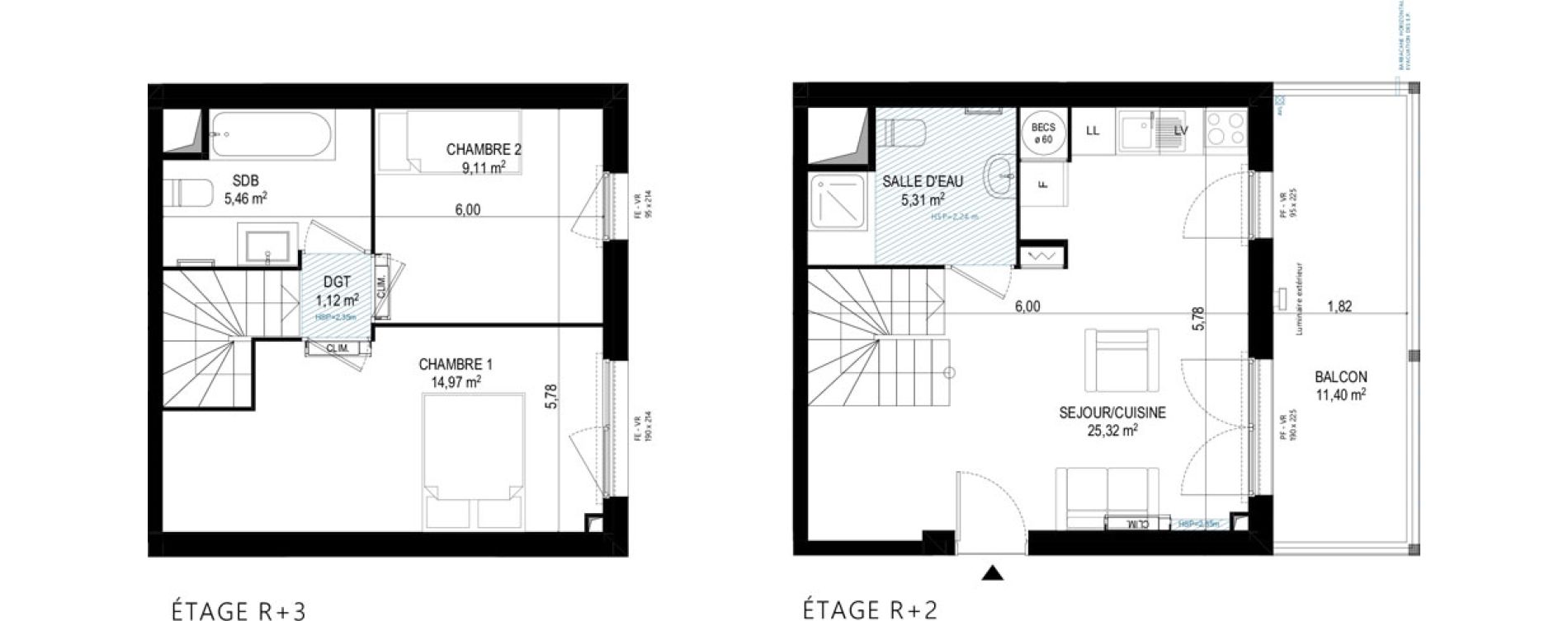 Duplex T3 de 61,29 m2 &agrave; Monteux Beaulieu