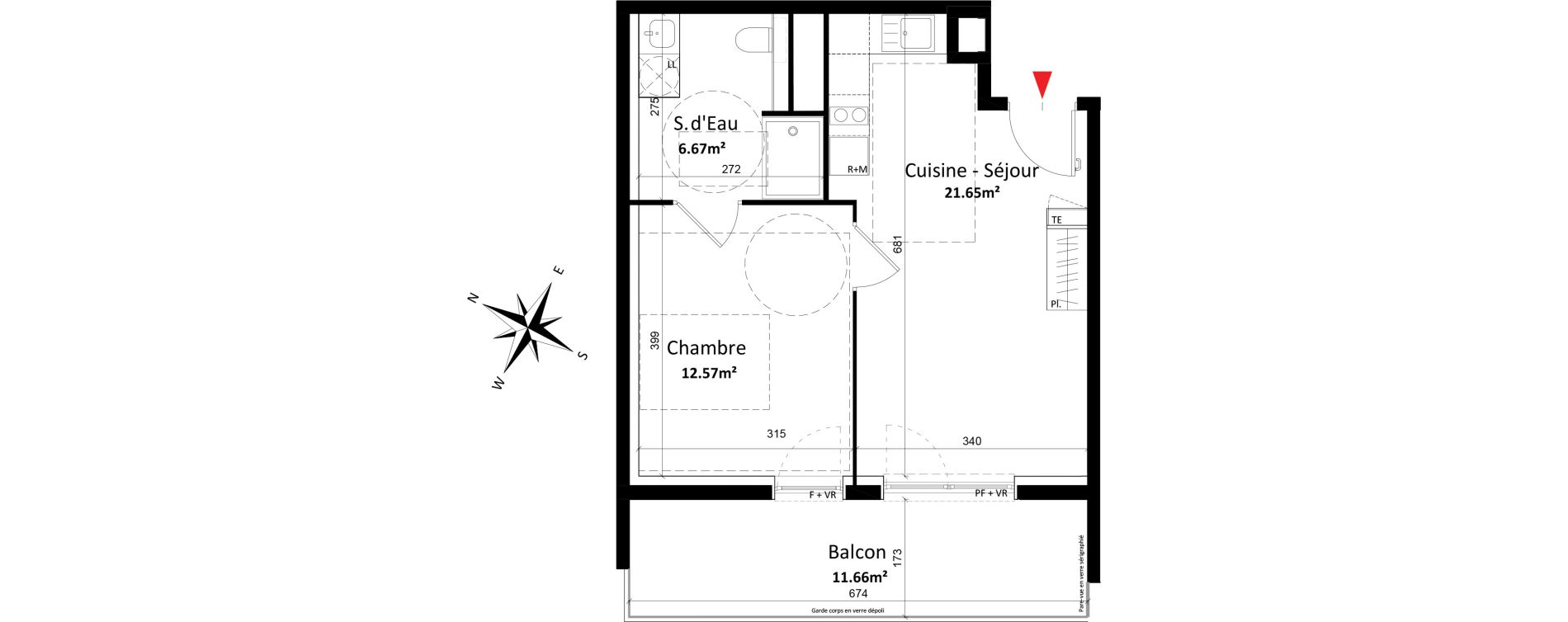 Appartement T2 de 40,89 m2 &agrave; Monteux Centre