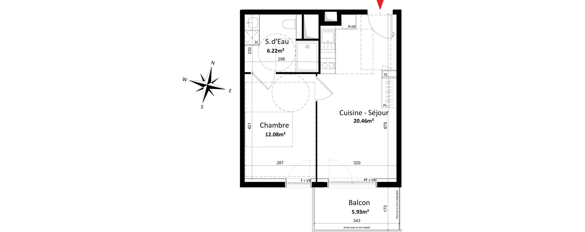 Appartement T2 de 38,76 m2 &agrave; Monteux Centre