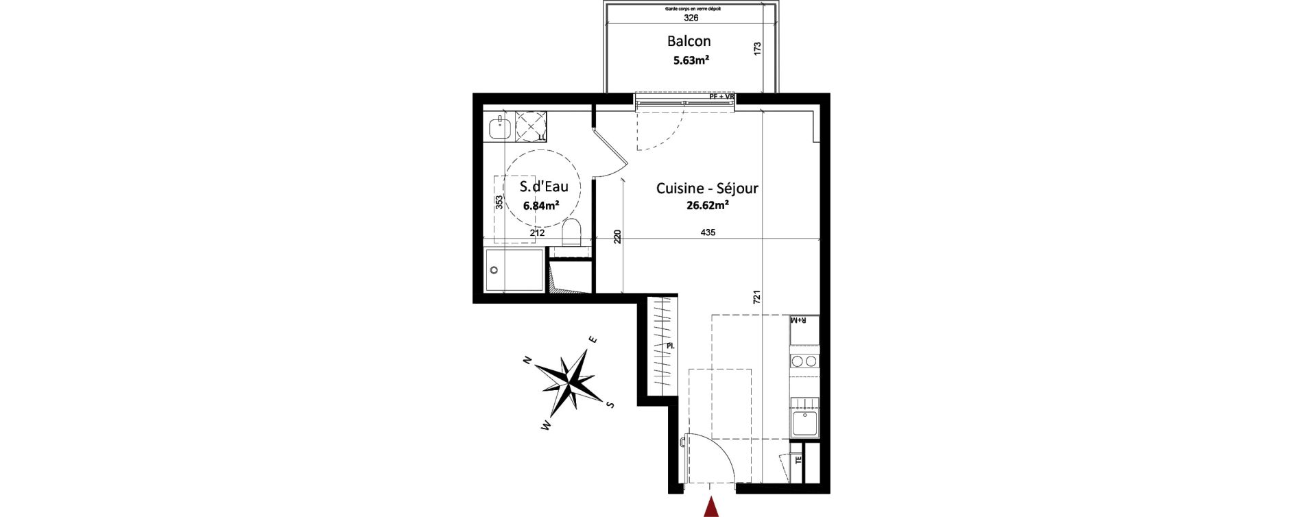 Appartement T1 de 33,46 m2 &agrave; Monteux Centre