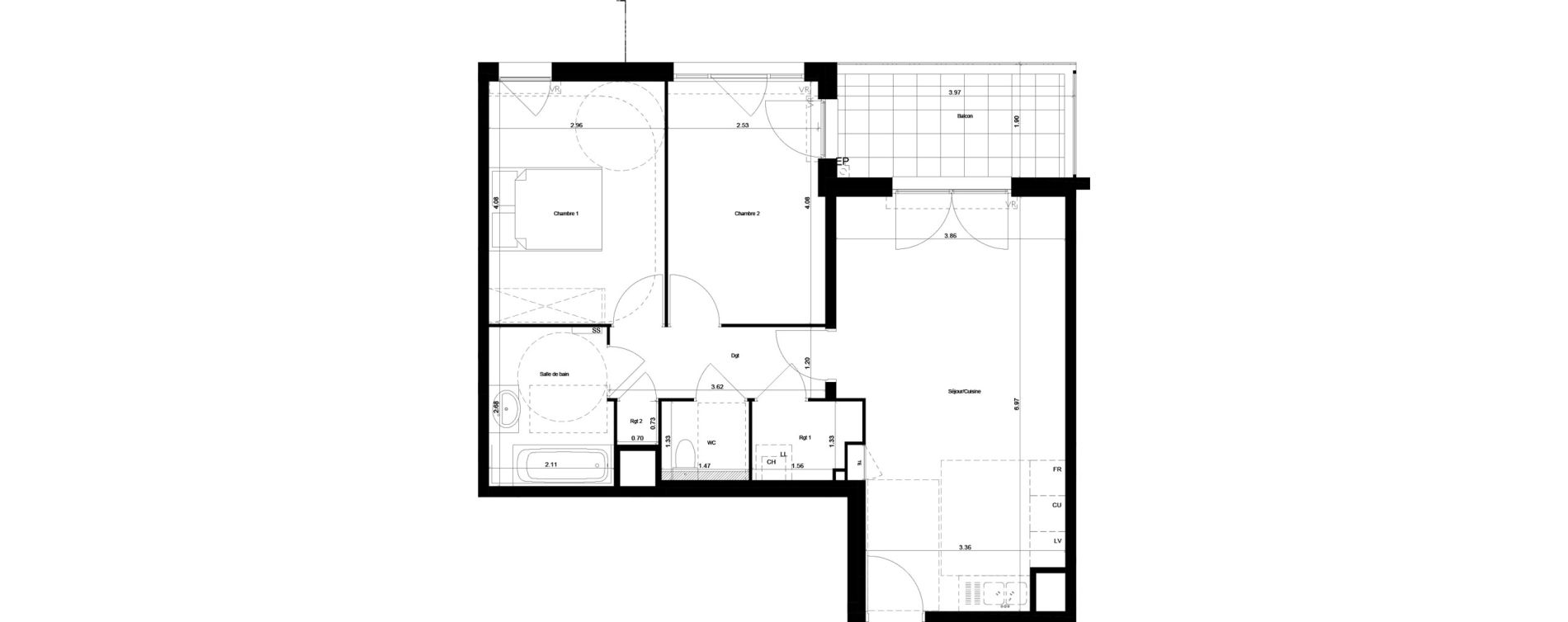 Appartement T3 de 61,40 m2 &agrave; Monteux Centre