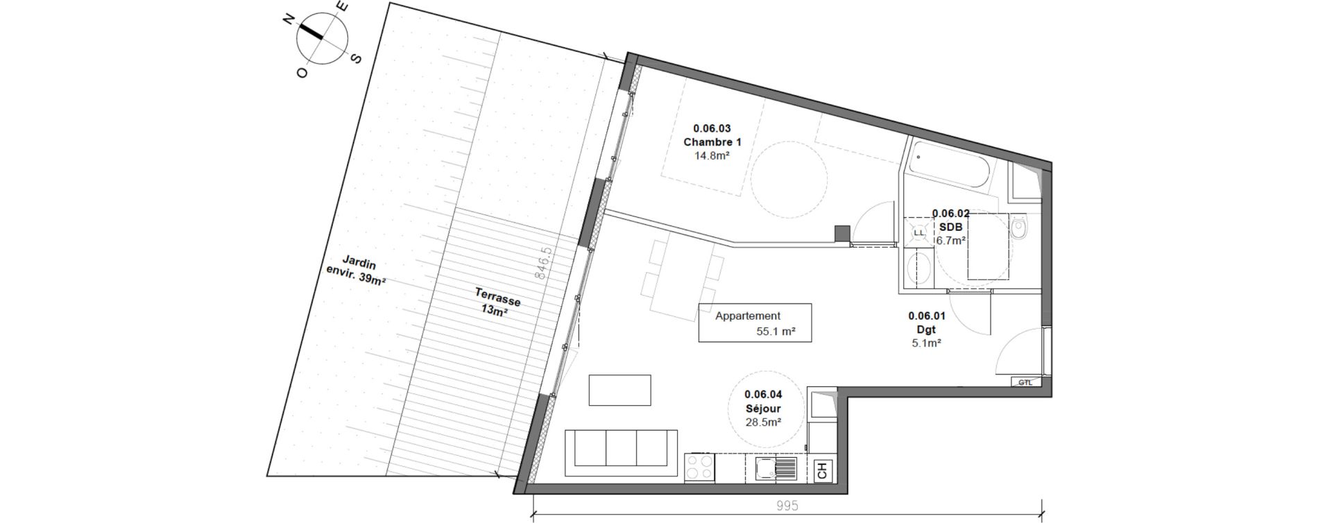 Appartement T2 de 55,10 m2 &agrave; Monteux Centre