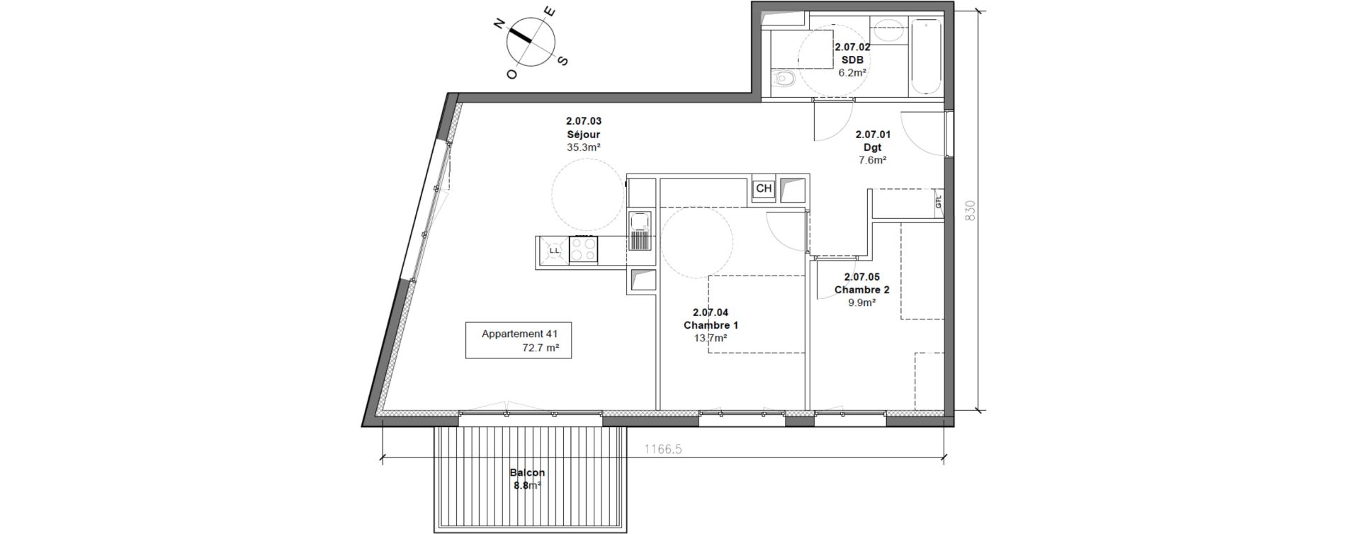 Appartement T3 de 72,70 m2 &agrave; Monteux Centre