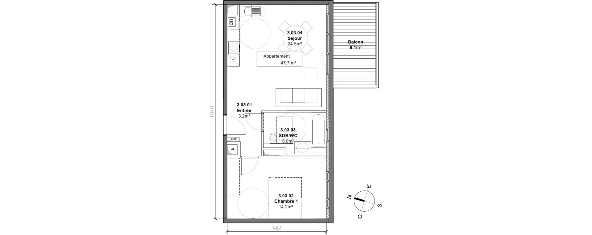 Appartement T2 de 47,70 m2 &agrave; Monteux Centre