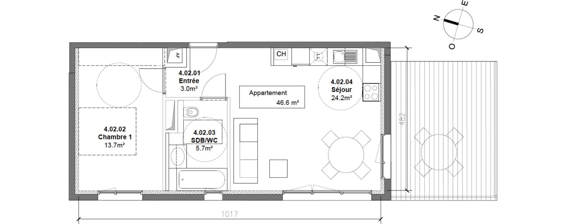 Appartement T2 de 46,60 m2 &agrave; Monteux Centre