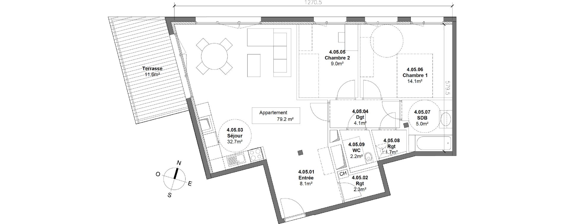 Appartement T3 de 79,40 m2 &agrave; Monteux Centre