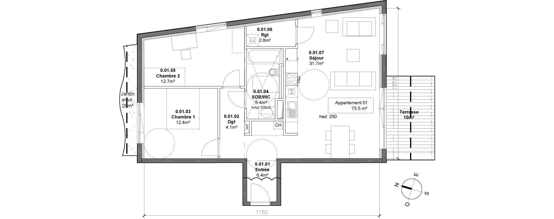 Appartement T3 de 75,50 m2 &agrave; Monteux Centre