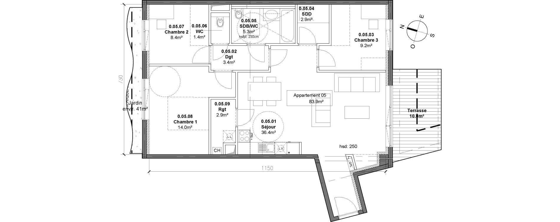 Appartement T4 de 83,90 m2 &agrave; Monteux Centre