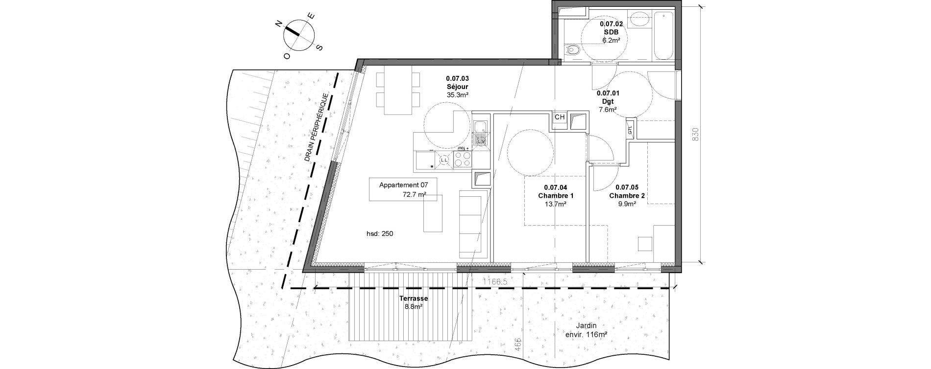 Appartement T3 de 72,70 m2 &agrave; Monteux Centre