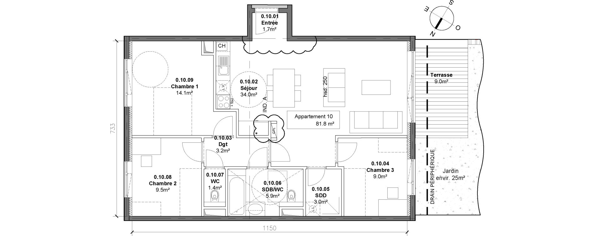 Appartement T4 de 81,80 m2 &agrave; Monteux Centre