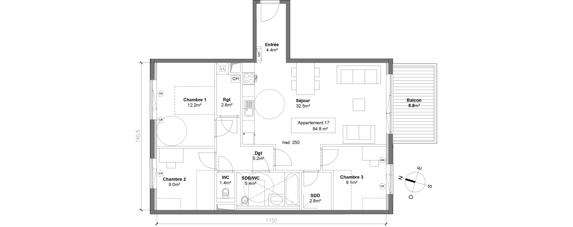 Appartement T4 de 84,80 m2 &agrave; Monteux Centre