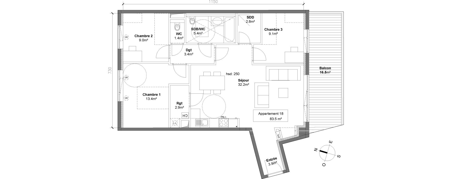 Appartement T4 de 83,50 m2 &agrave; Monteux Centre
