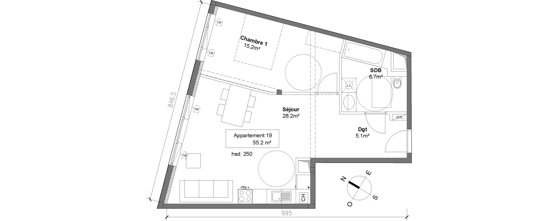 Appartement T2 de 55,20 m2 &agrave; Monteux Centre