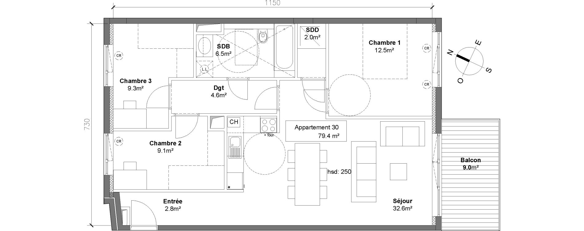 Appartement T4 de 79,40 m2 &agrave; Monteux Centre