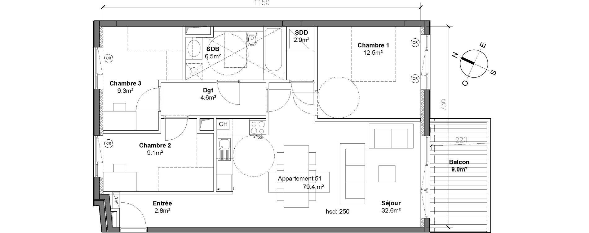 Appartement T4 de 79,40 m2 &agrave; Monteux Centre