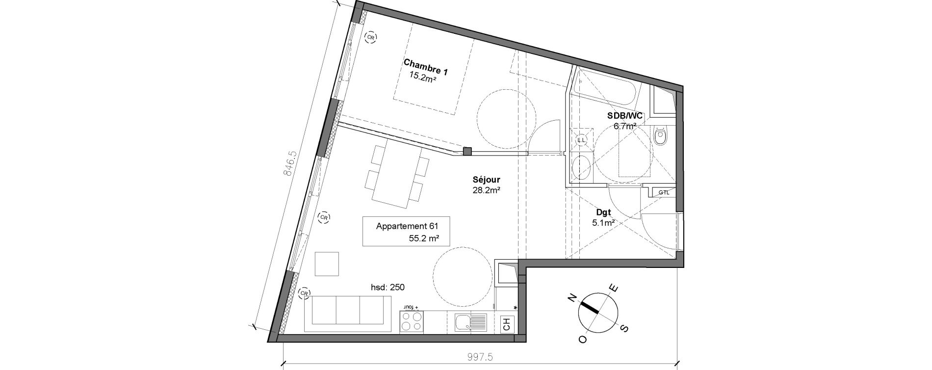 Appartement T2 de 55,20 m2 &agrave; Monteux Centre