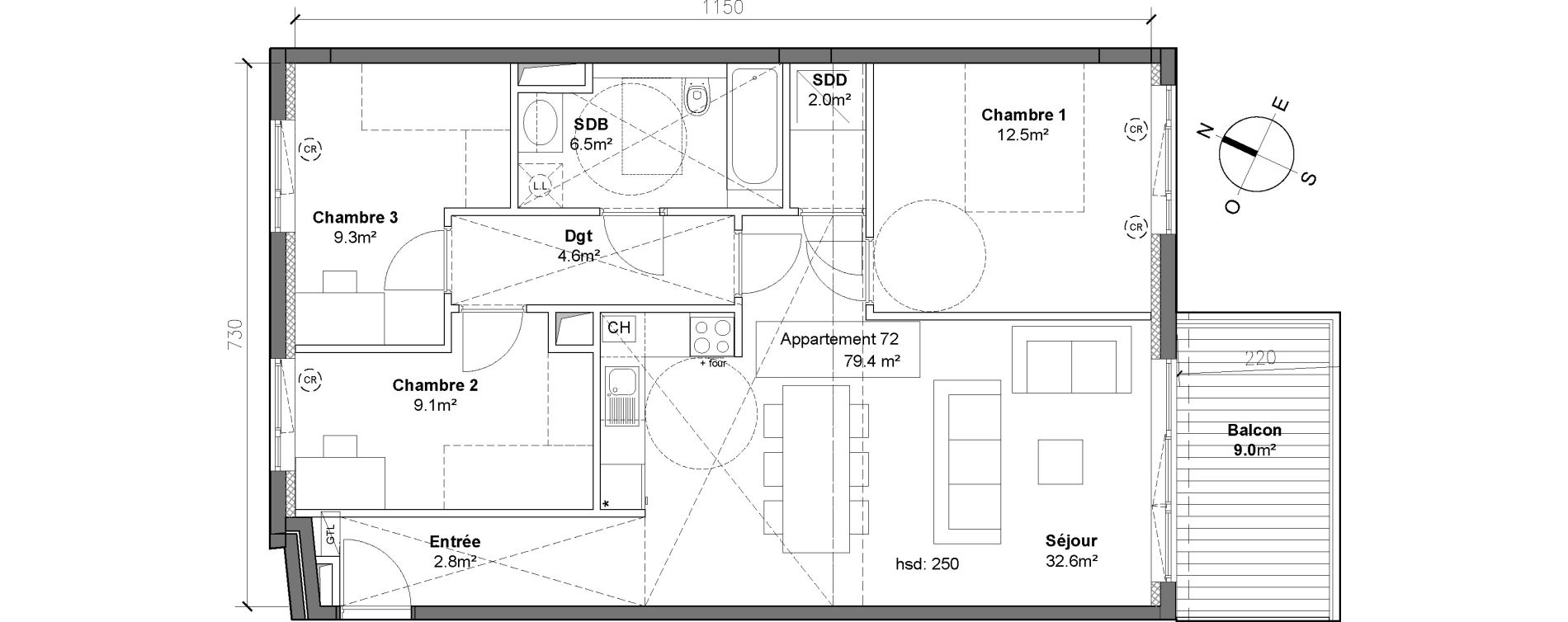 Appartement T4 de 79,40 m2 &agrave; Monteux Centre