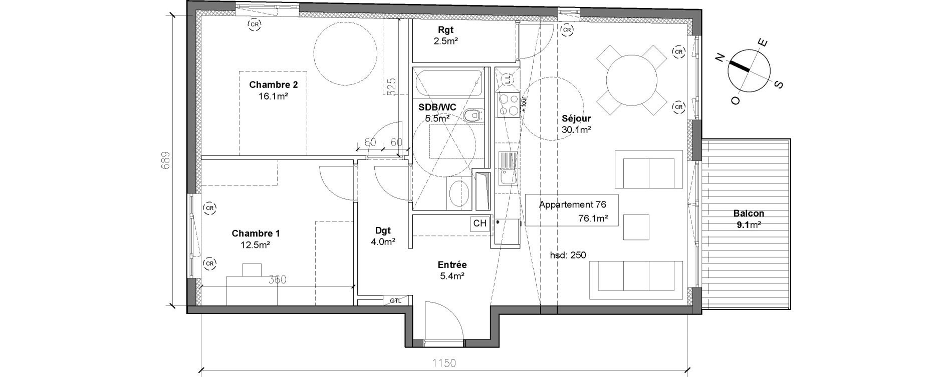 Appartement T3 de 76,10 m2 &agrave; Monteux Centre