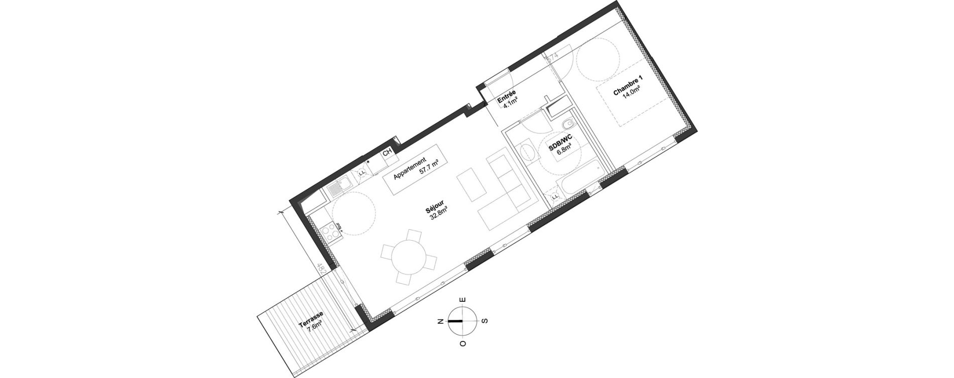 Appartement T2 de 57,70 m2 &agrave; Monteux Centre