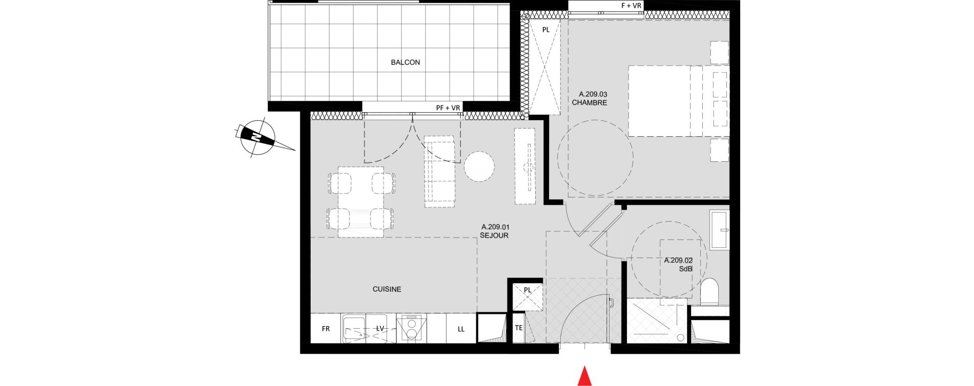 Appartement T2 de 42,70 m2 &agrave; Monteux Monteux beaulieu