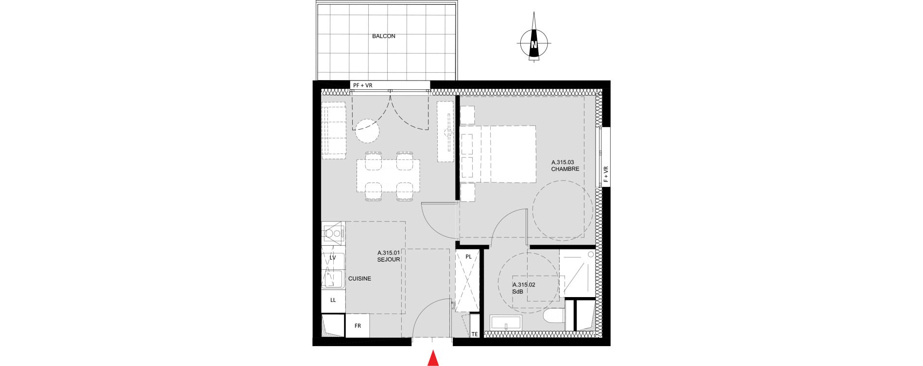 Appartement T2 de 38,80 m2 &agrave; Monteux Monteux beaulieu