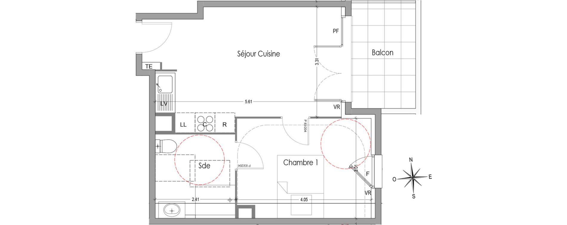 Appartement T2 de 37,46 m2 &agrave; Mori&egrave;res-L&egrave;s-Avignon Hameaux du vallon