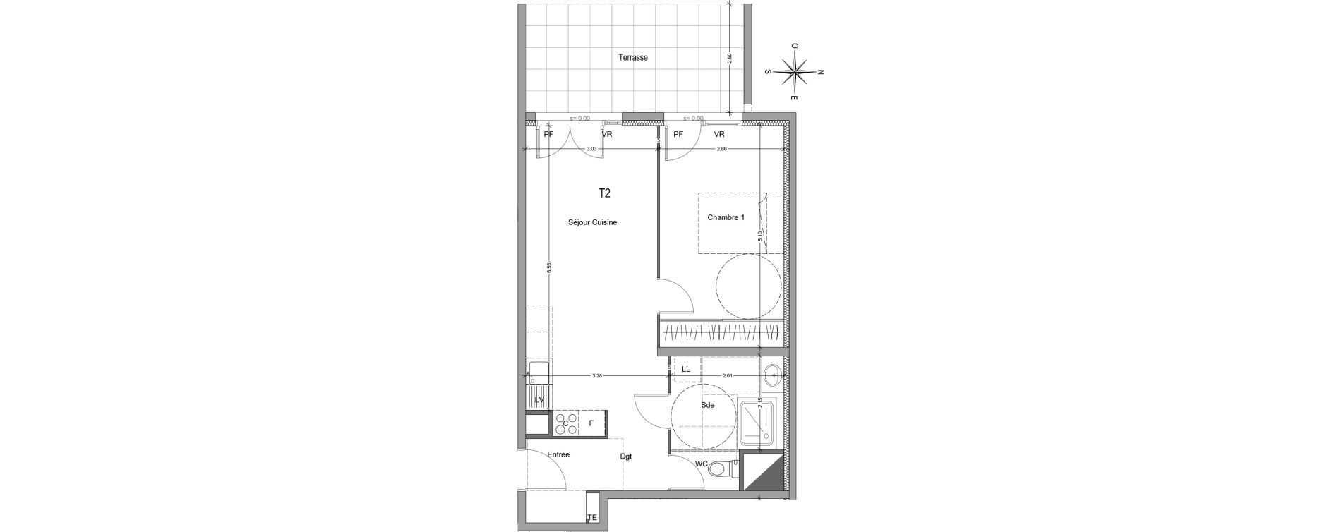 Appartement T2 de 47,40 m2 &agrave; Mori&egrave;res-L&egrave;s-Avignon Hameaux du vallon