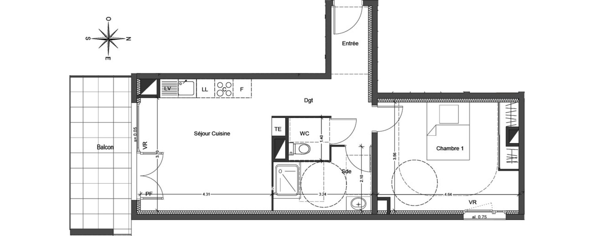 Appartement T2 de 49,07 m2 &agrave; Mori&egrave;res-L&egrave;s-Avignon Hameaux du vallon