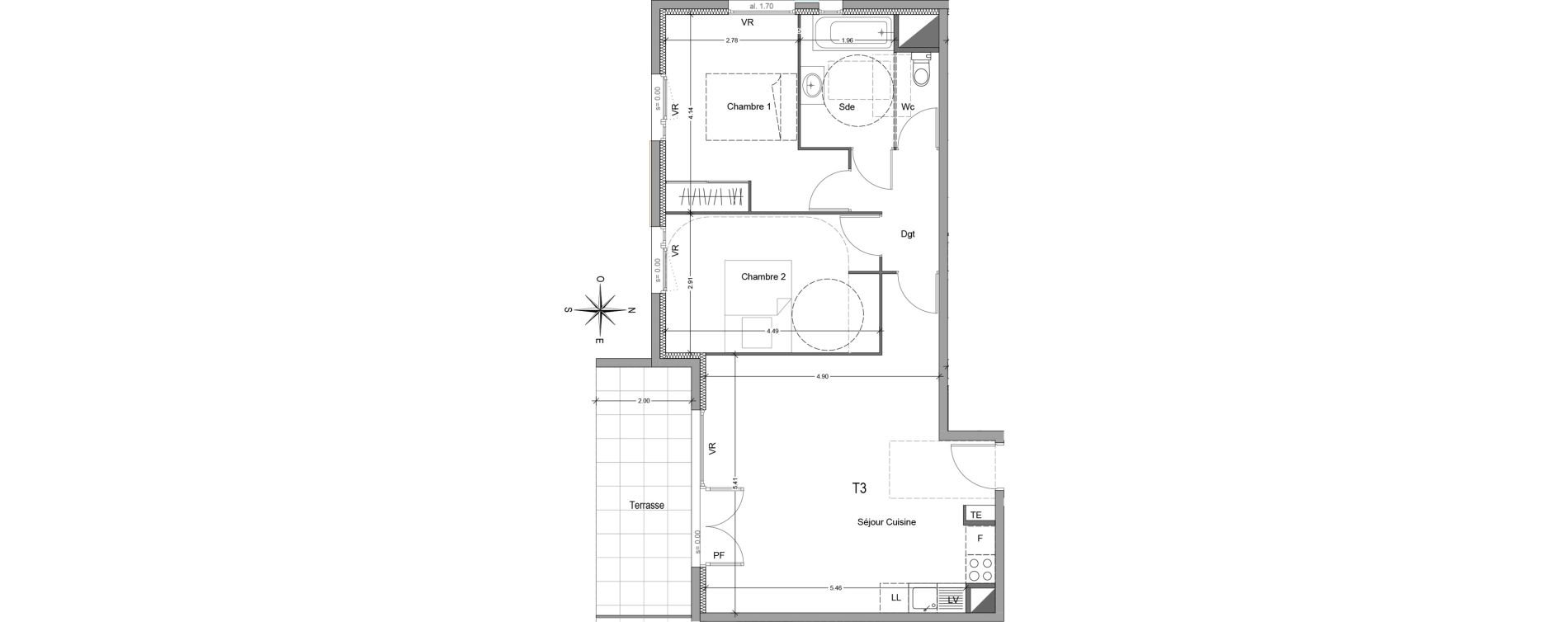 Appartement T3 de 68,43 m2 &agrave; Mori&egrave;res-L&egrave;s-Avignon Hameaux du vallon