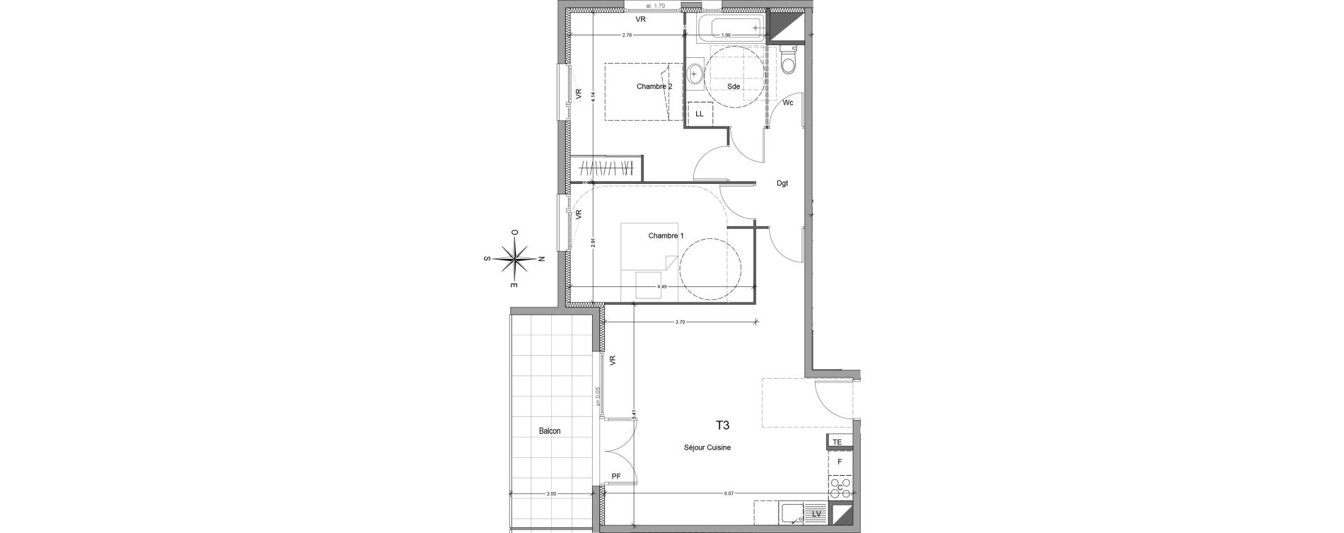 Appartement T3 de 68,20 m2 &agrave; Mori&egrave;res-L&egrave;s-Avignon Hameaux du vallon