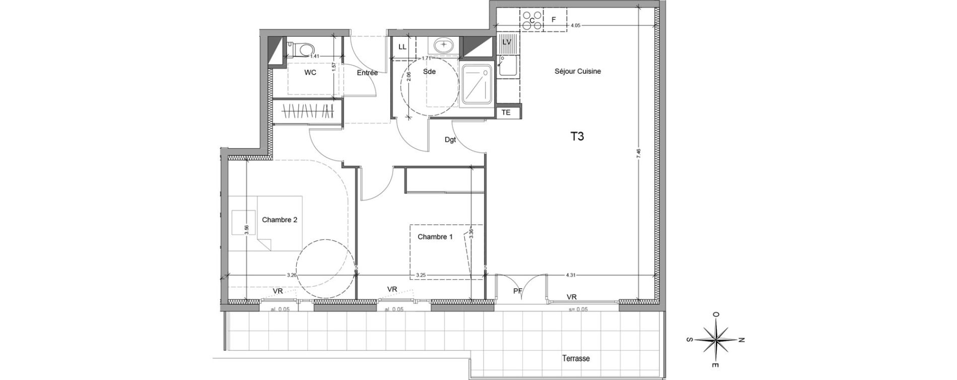 Appartement T3 de 69,38 m2 &agrave; Mori&egrave;res-L&egrave;s-Avignon Hameaux du vallon