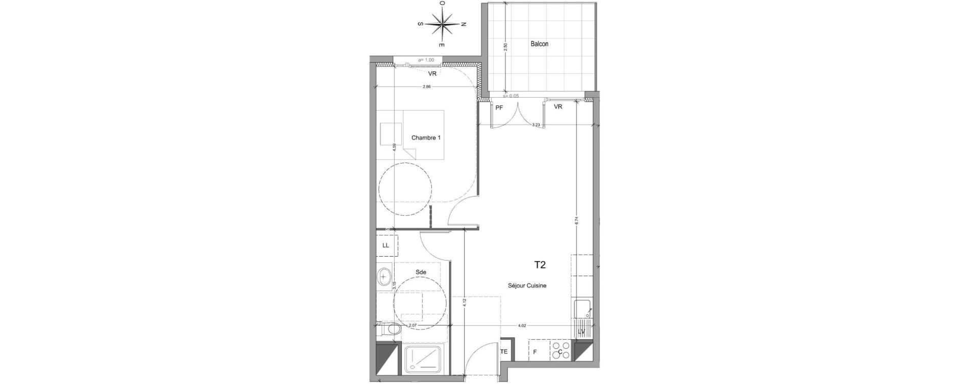 Appartement T2 de 47,47 m2 &agrave; Mori&egrave;res-L&egrave;s-Avignon Hameaux du vallon