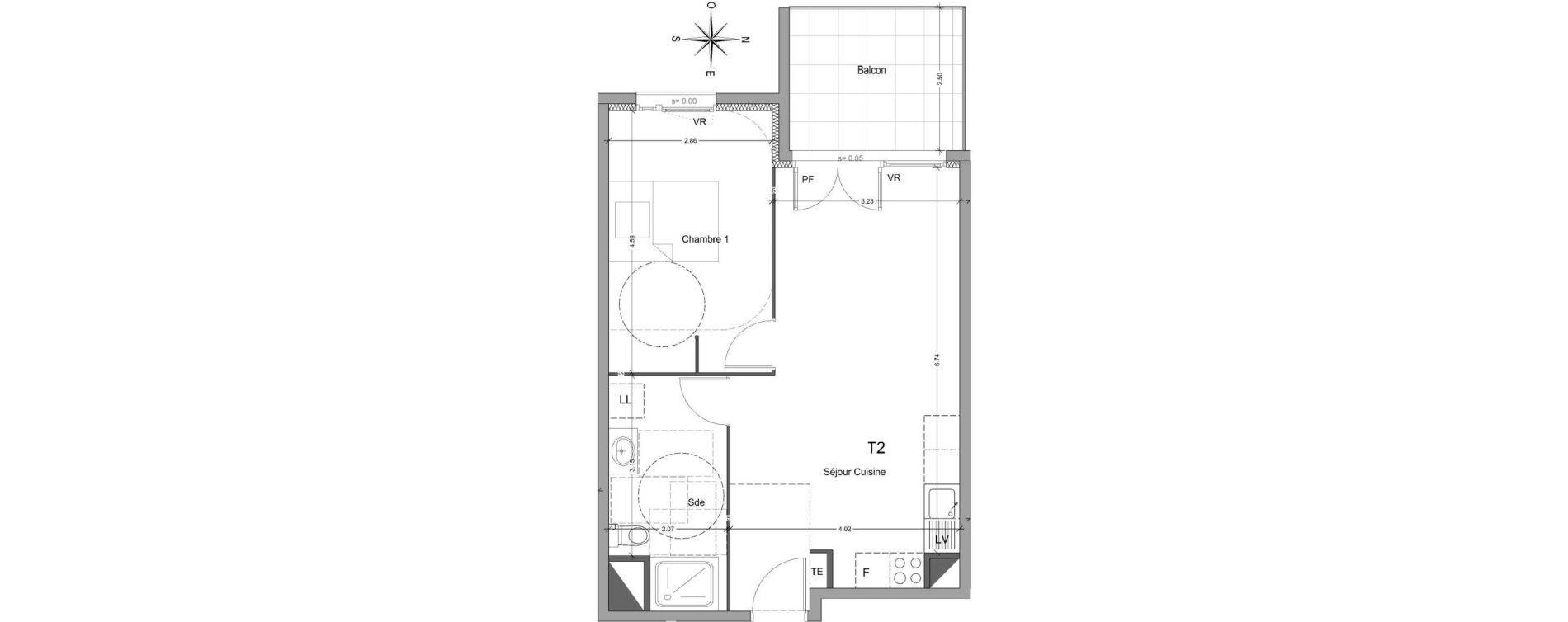 Appartement T2 de 47,47 m2 &agrave; Mori&egrave;res-L&egrave;s-Avignon Hameaux du vallon