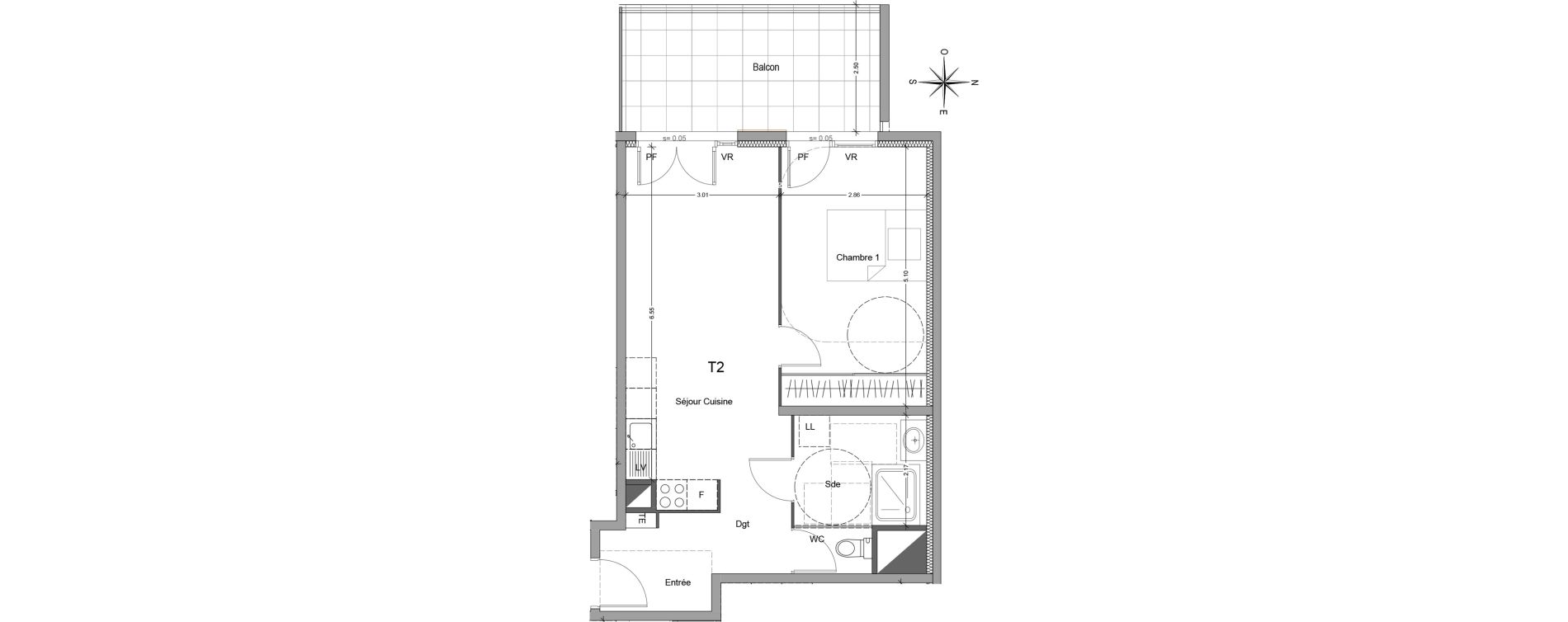 Appartement T2 de 47,35 m2 &agrave; Mori&egrave;res-L&egrave;s-Avignon Hameaux du vallon